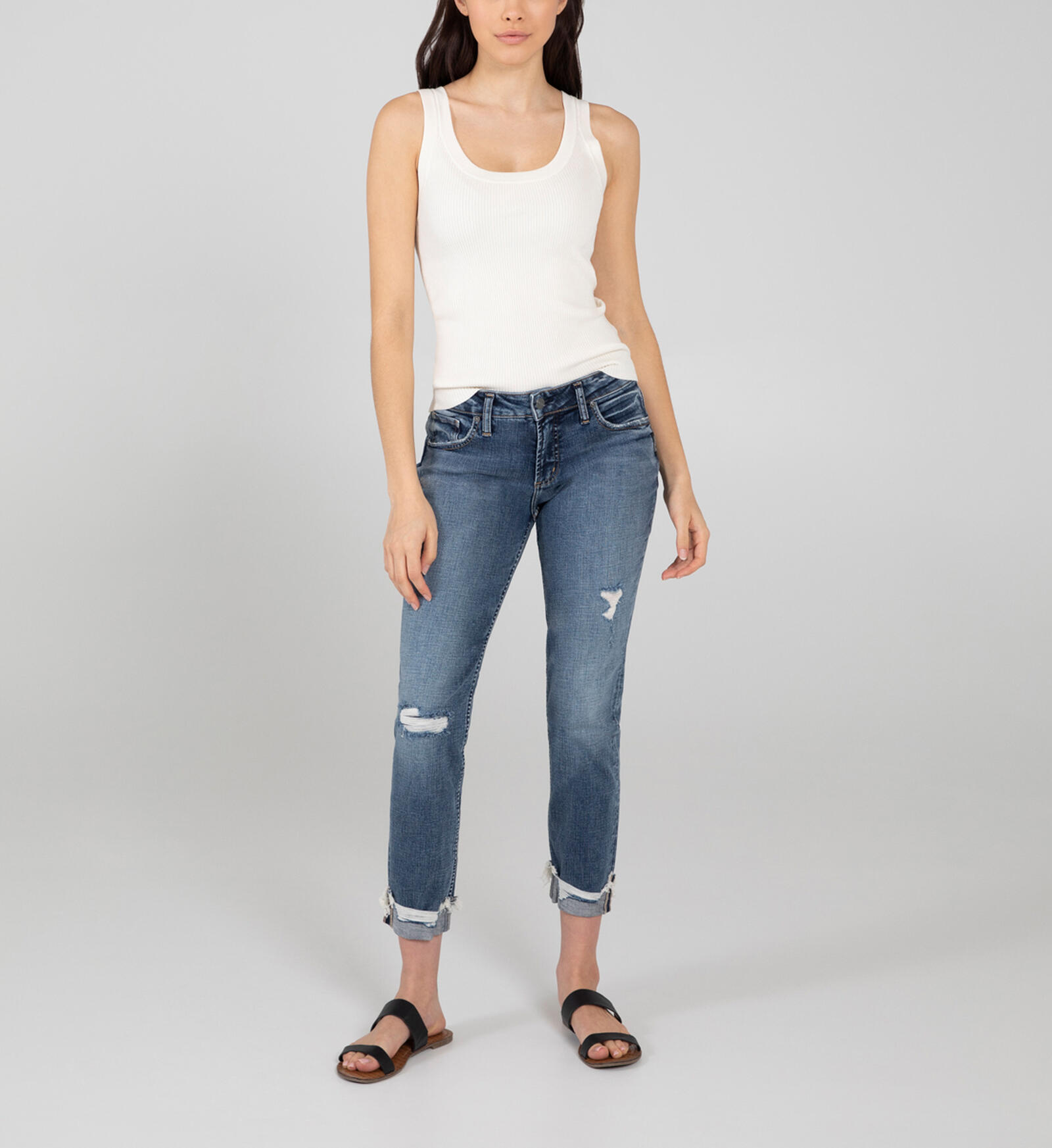 Mid Rise Slim Boyfriend Jeans