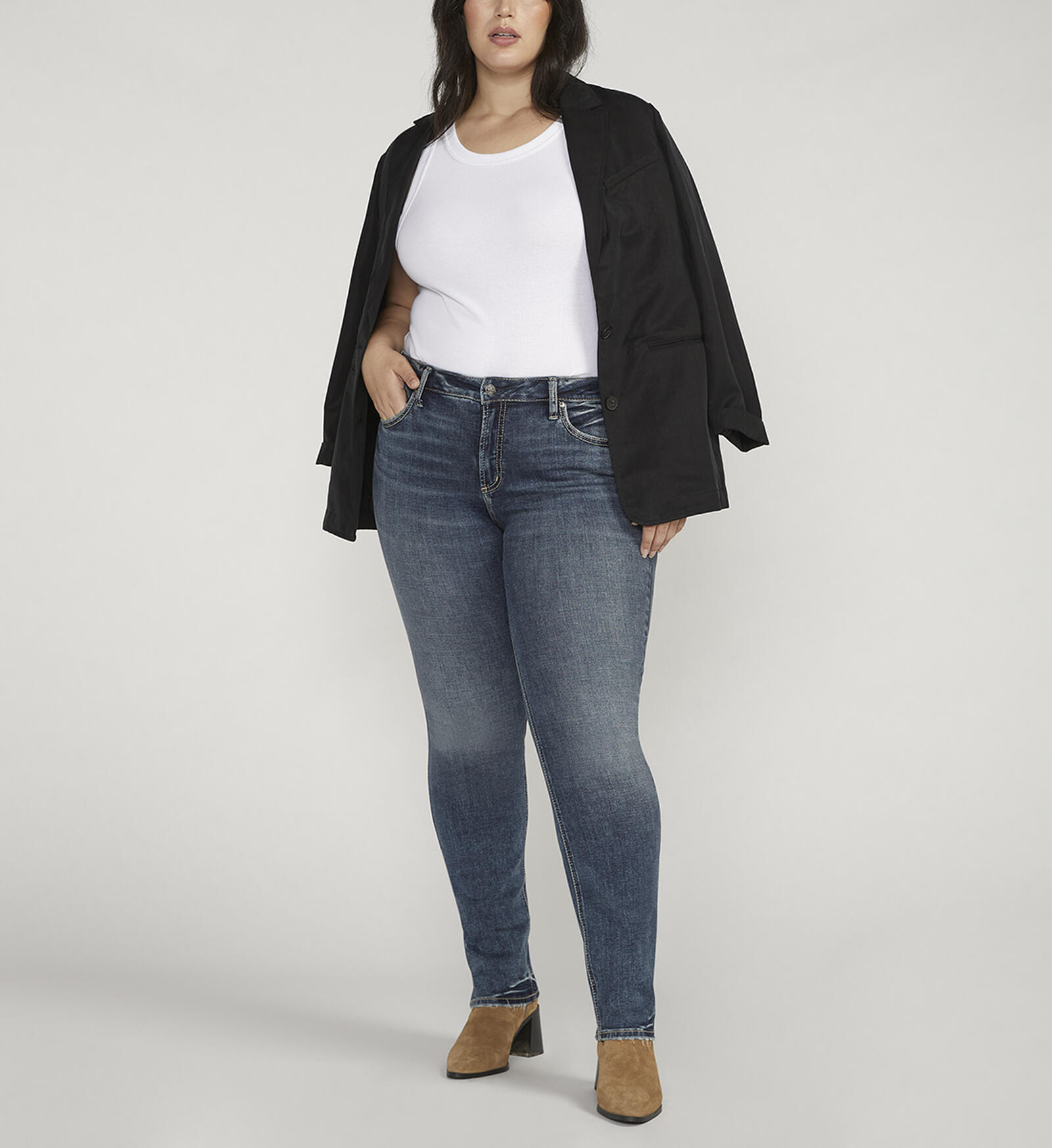 Buy Suki Mid Rise Straight Leg Jeans Plus Size for USD 89.00