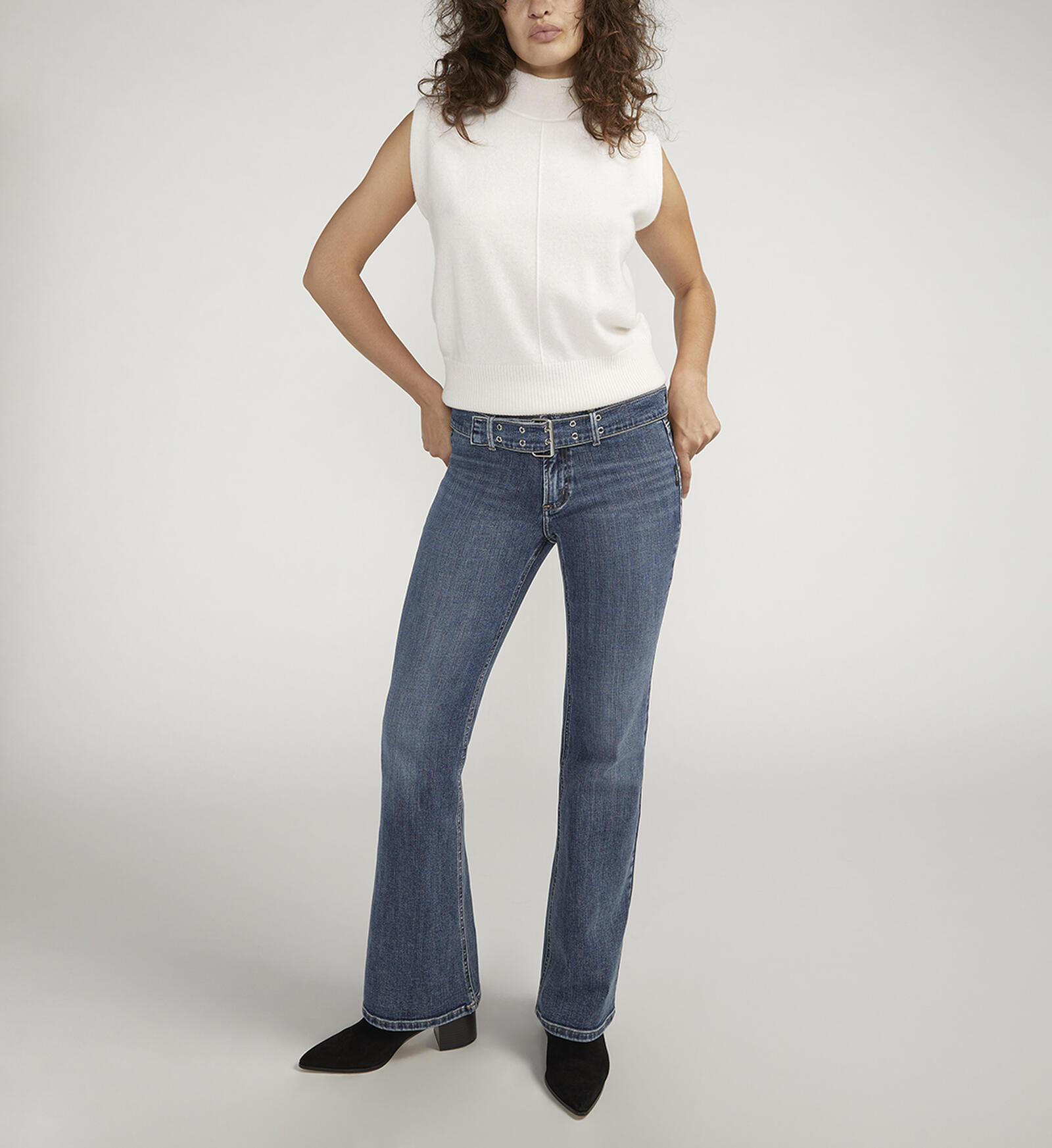 Women's Low Rise Flare Jeans  Retro Style Basic Skinny Denim