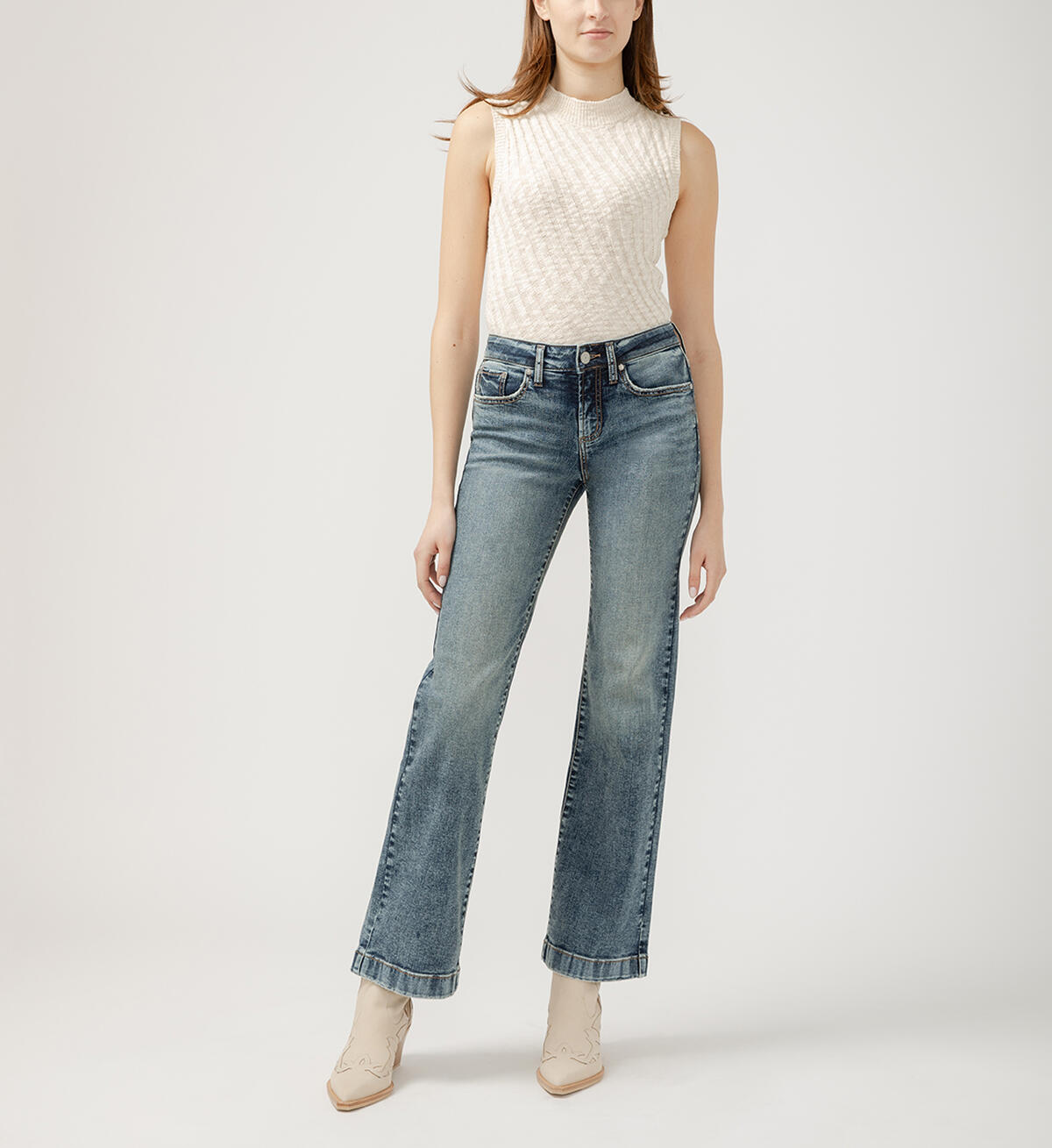 Suki Mid Rise Trouser Leg Jeans, , hi-res image number 0