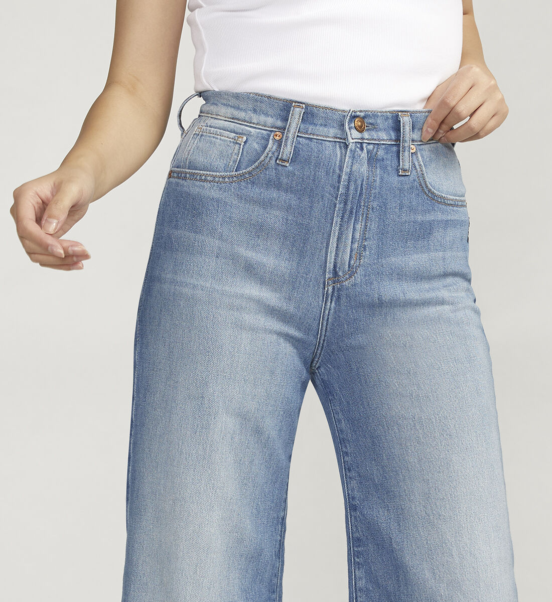 Buy Belted High Rise Wide Leg Crop Jeans for CAD 104.00