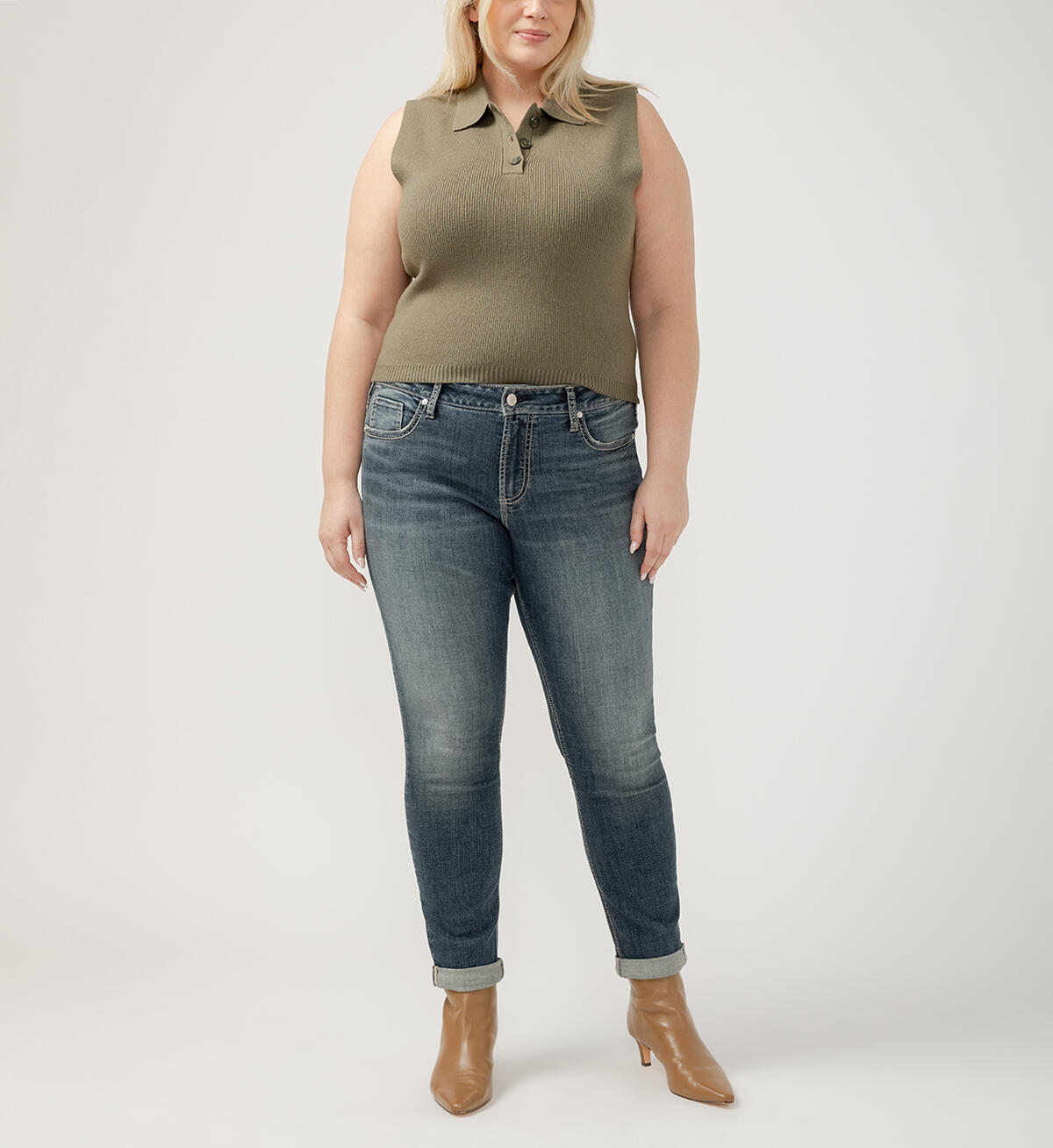 Girlfriend Mid Rise Skinny Leg Jeans Plus Size, , hi-res image number 0