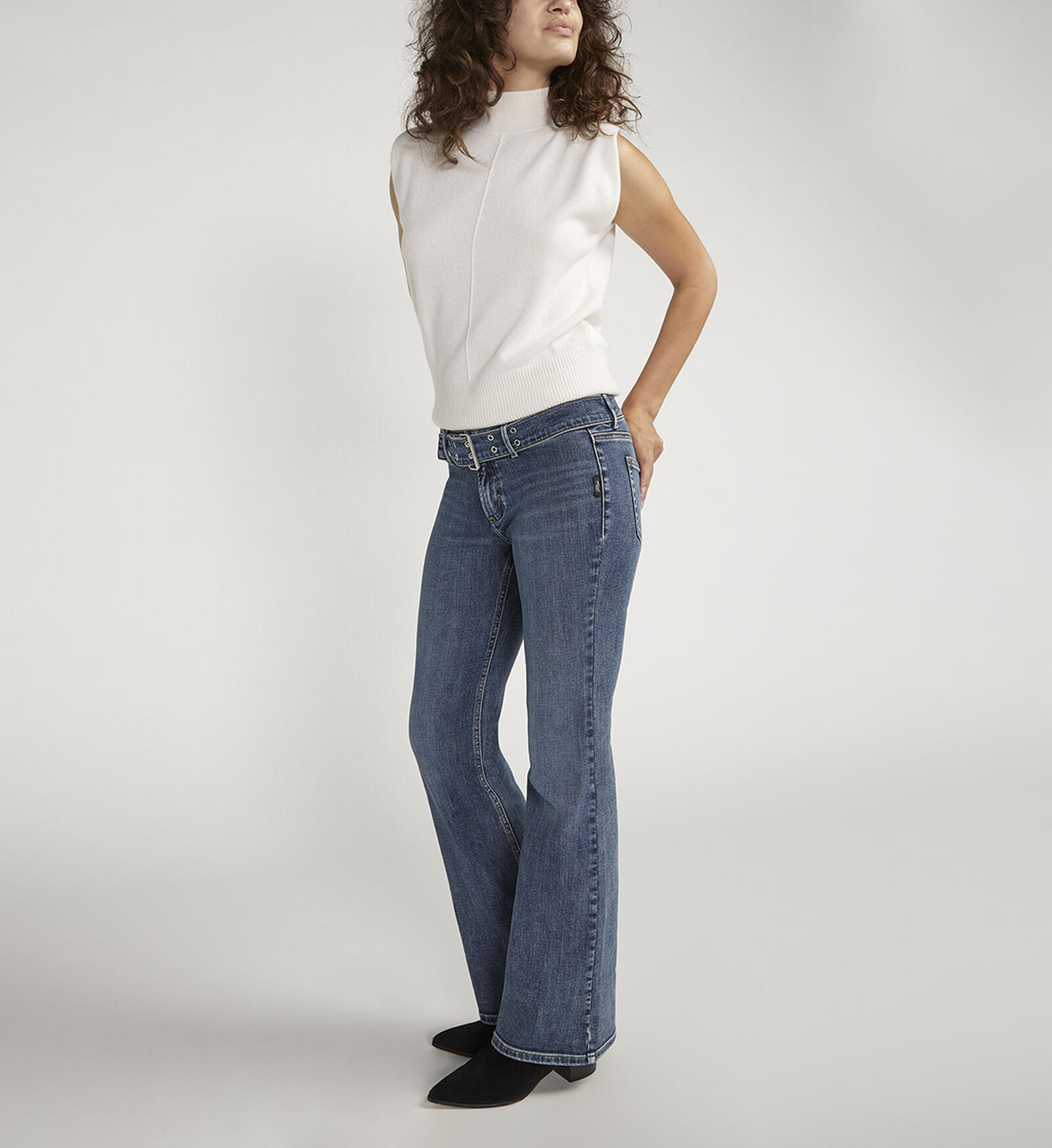 Women's Low Rise Velvet Flare Jeans in Nine Iron