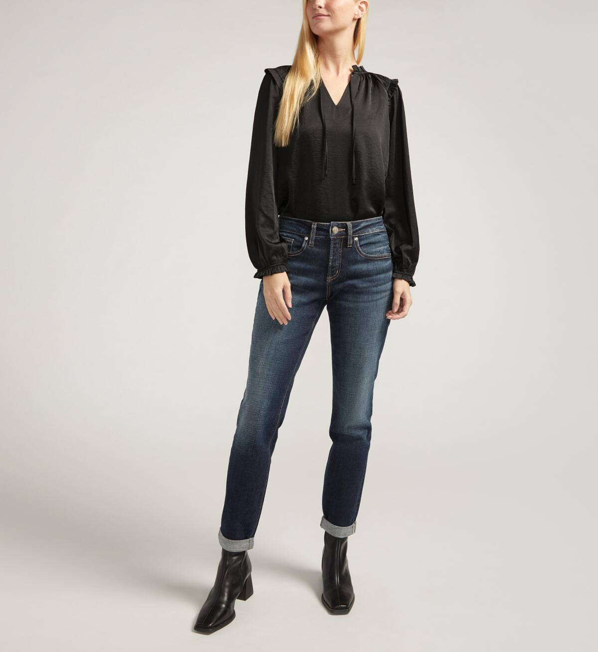 Boyfriend Mid Rise Slim Leg Luxe Stretch Jeans, , hi-res image number 0