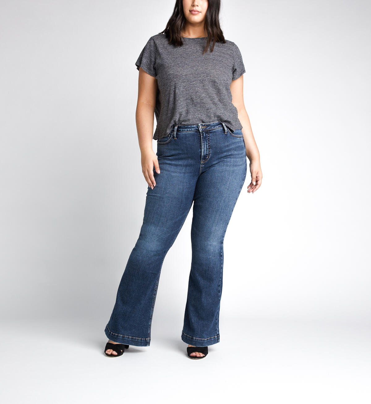 High Note High Rise Flare Jeans Plus Size, Indigo, hi-res image number 0