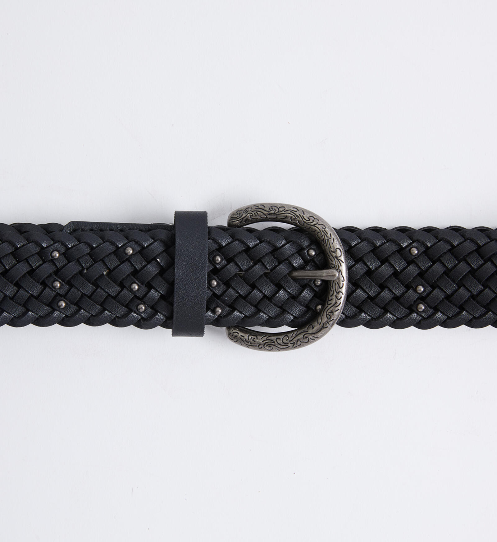 Talbots Braided Leather Belt Black & Brown Womens Size M Adjustable