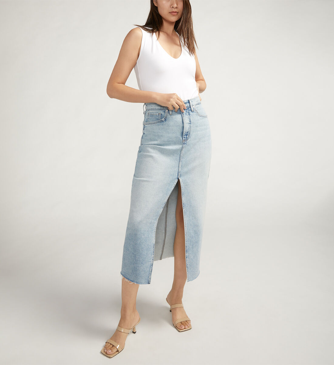 Buy Front-Slit Midi Jean Skirt for CAD 88.00 | Silver Jeans CA New