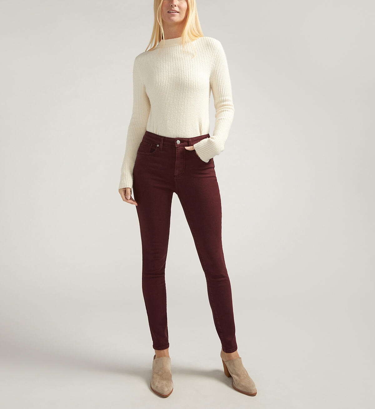 Isbister High Rise Skinny Leg Jeans, Bordeaux, hi-res image number 0