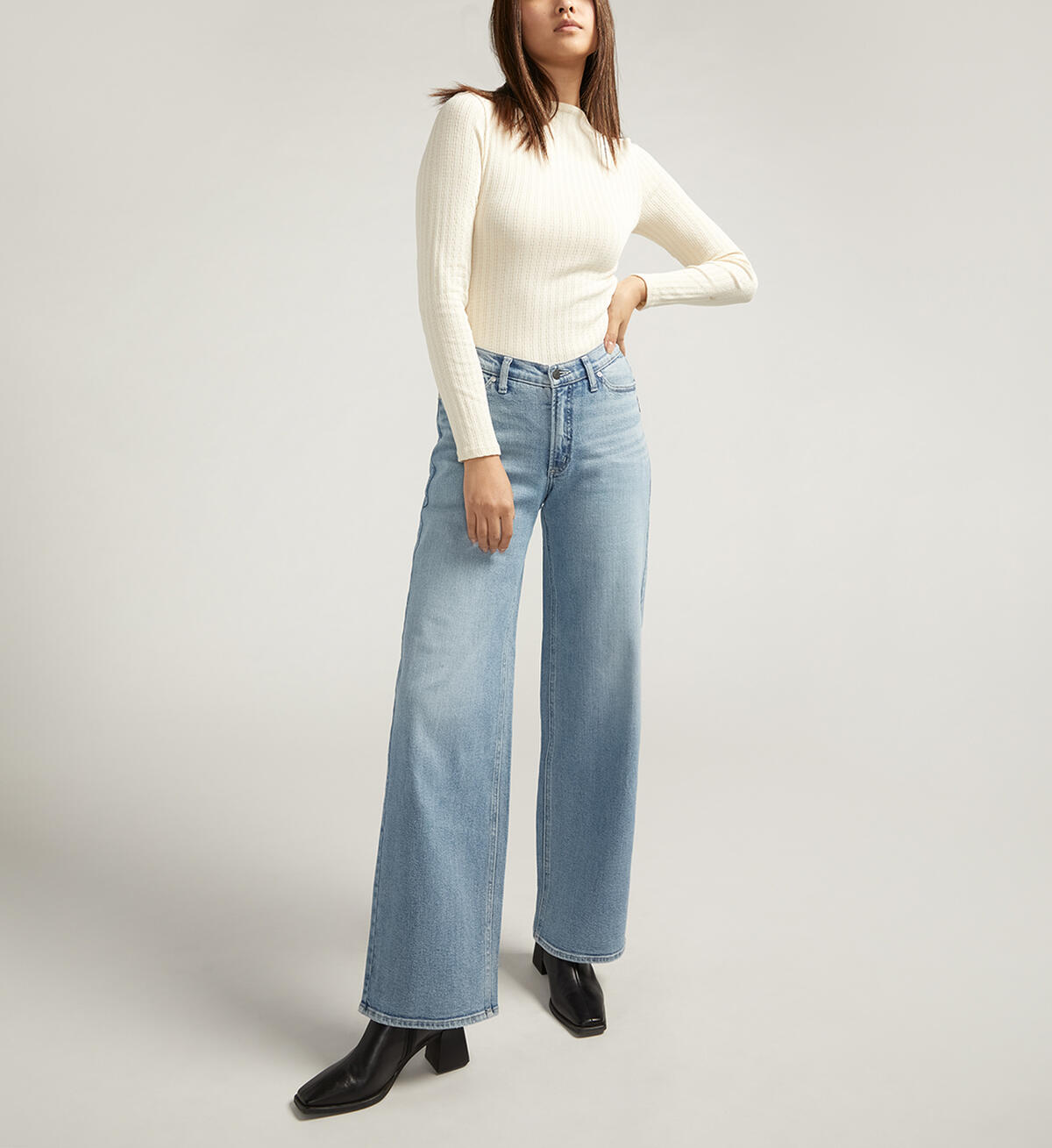 V-Front High Rise Wide Leg Jeans, , hi-res image number 0