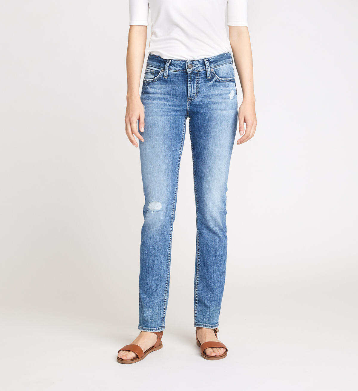 Buy Elyse Mid Rise Straight Leg Jeans for CAD 70.00 | Silver Jeans CA New